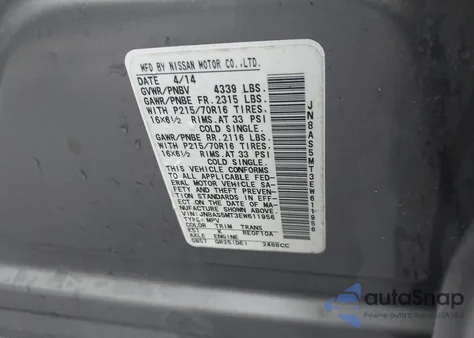 2014 Nissan Rogue Select S from USA, damaged, VIN JN8AS5MT3EW611956